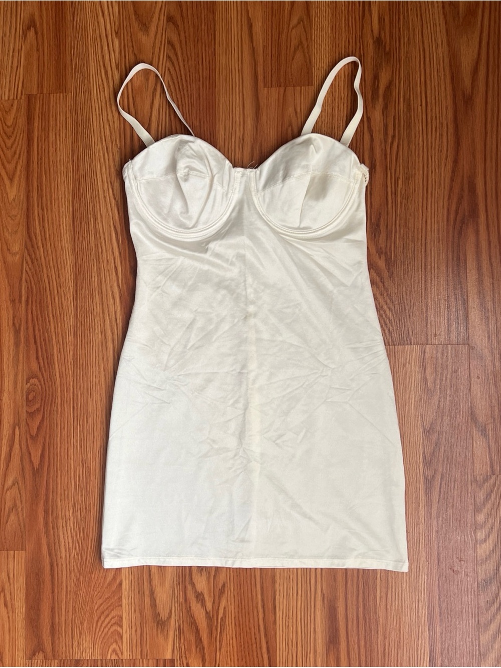 Vintage Hanes Her Way Cream Shaping Slip Dress with Built-In Cups
